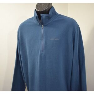 Eddie Bauer Polartec Fleece 1/4 Zip Jacket Hiking Blue Long Sleeve Mens XLT TALL